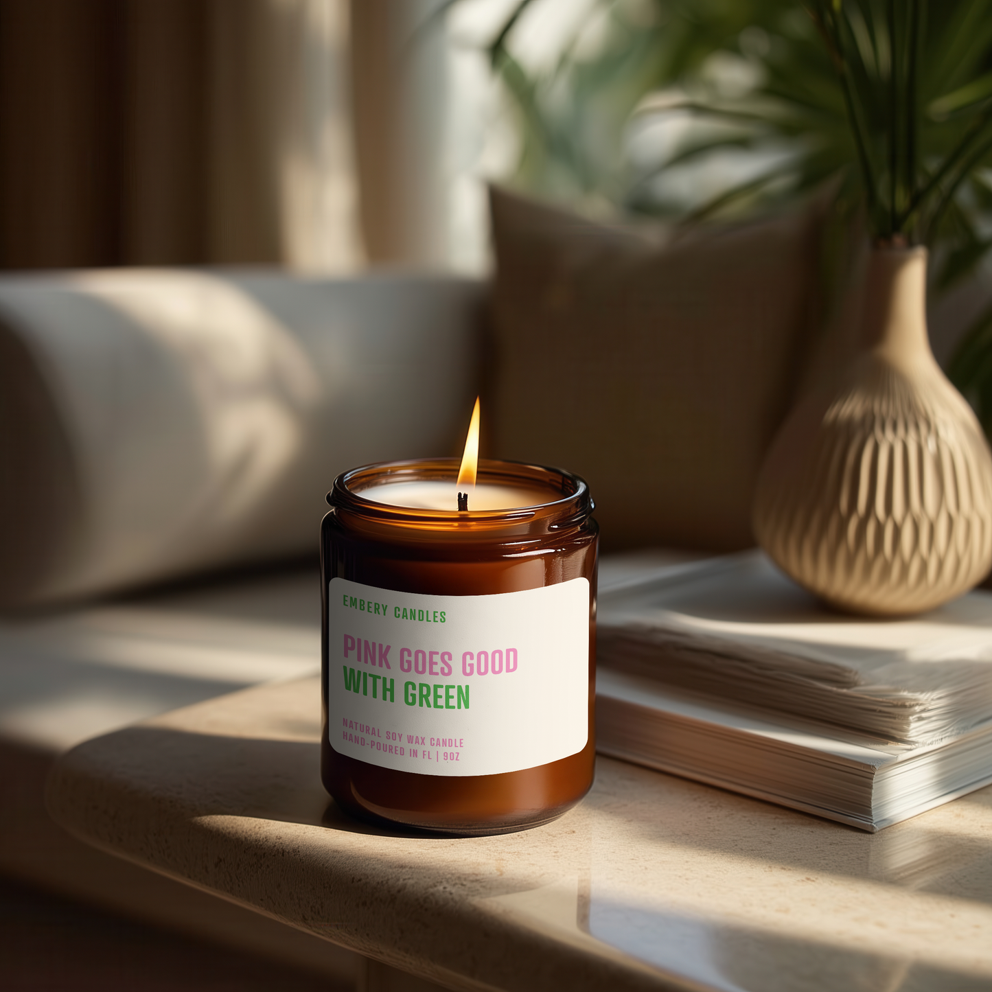 Pink Goes Good with Green | Soy Wax Scented Candle